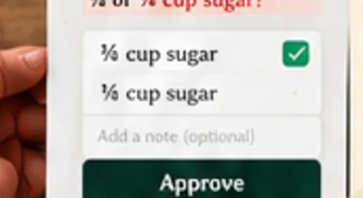 Choosing the correct sugar amount and approving the recipe